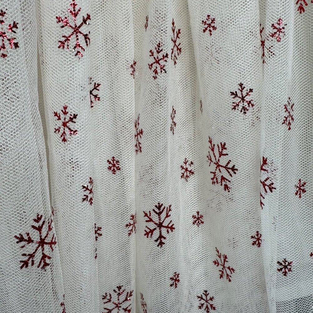 HATLEY Knit Snowflake Sweater Dress Girls 8 Tulle Skirt Winter Sparkle Red Cream - Picture 4 of 8